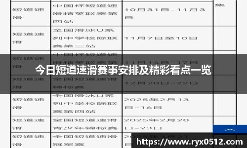 今日短道速滑赛事安排及精彩看点一览