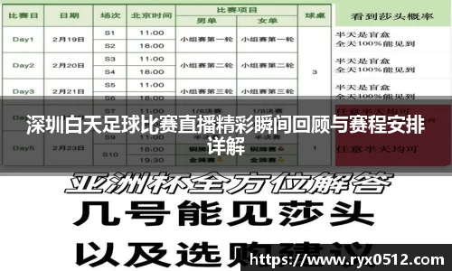 深圳白天足球比赛直播精彩瞬间回顾与赛程安排详解