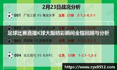 足球比赛直播K球大阪精彩瞬间全程回顾与分析