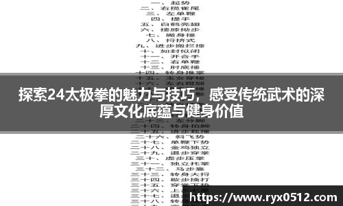 探索24太极拳的魅力与技巧，感受传统武术的深厚文化底蕴与健身价值